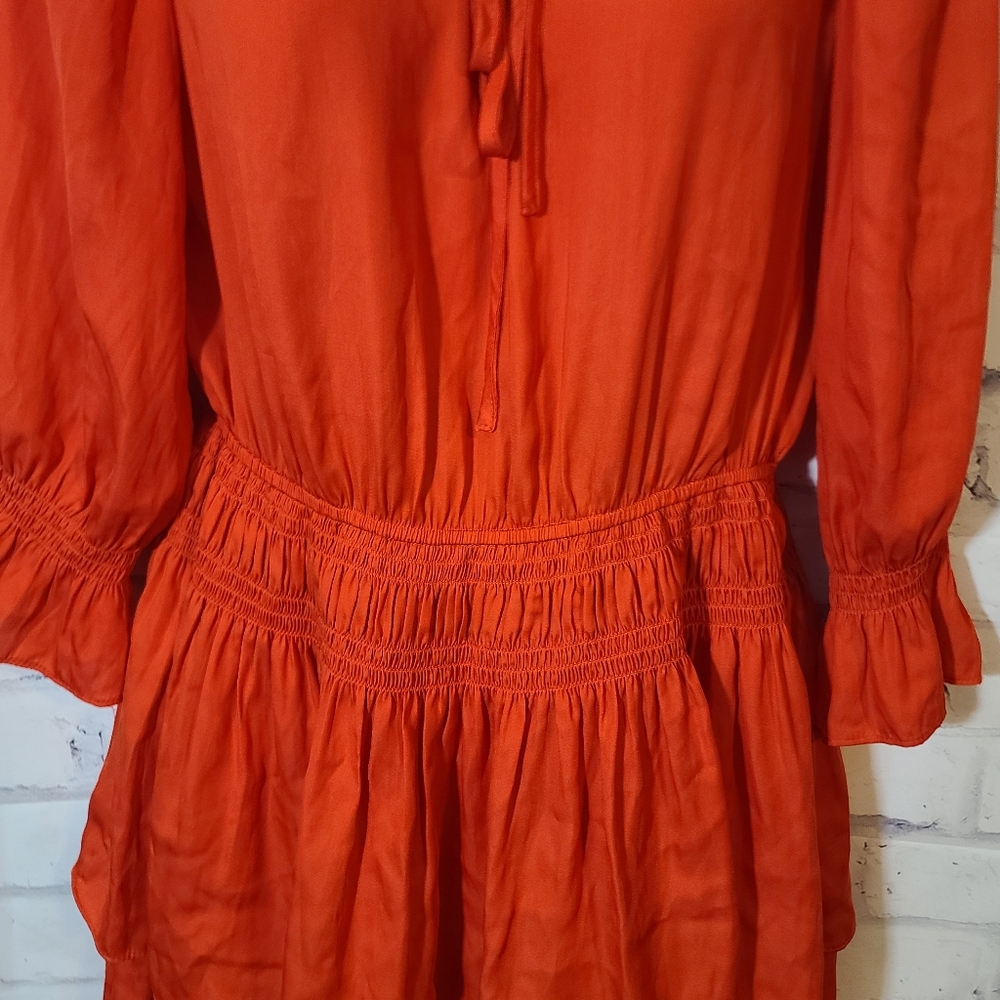 Joie Orange Ruffle Keyhole Dress Small - Picture 6 of 6